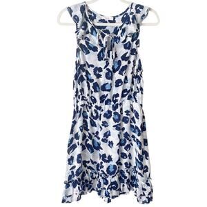 Parker | Snow Leopard Animal Print Mini Dress Sleeveless Blue White Medium